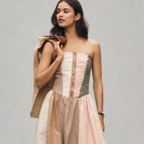 Brand New Maeve Strapless Drop-Waist A-Line Midi Dress - Picture 3 of 4